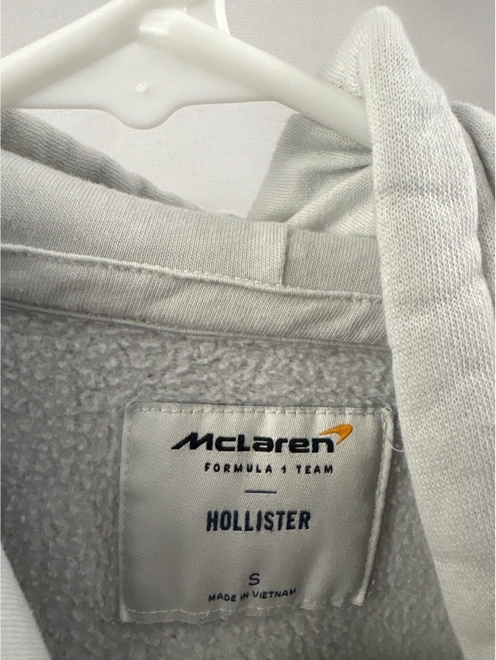 Hollister McLaren Hoodie Mens Small Light White Gray Formula 1 Sweatshirt - Picture 4 of 8